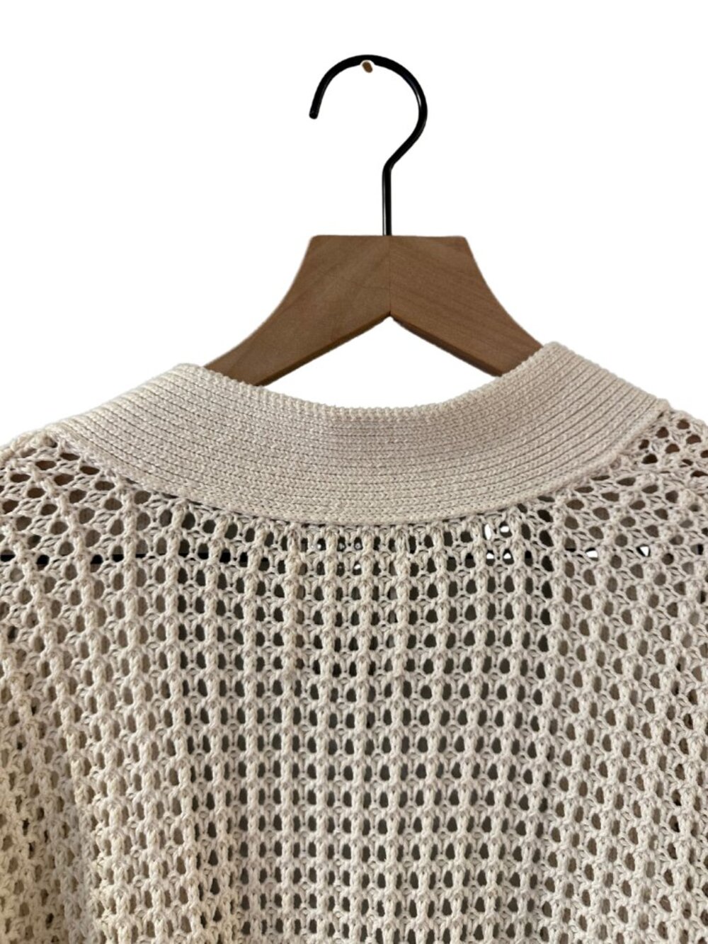 Abercrombie Cream 100% Cotton Open Front Knit Oversized Cardigan Sweater- size L - Picture 7 of 10